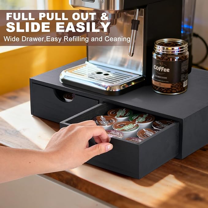 Wooden K Cup Organizer Coffee Pod Storage Box, Coffee Pod and Tea Bag Holder - Image 3