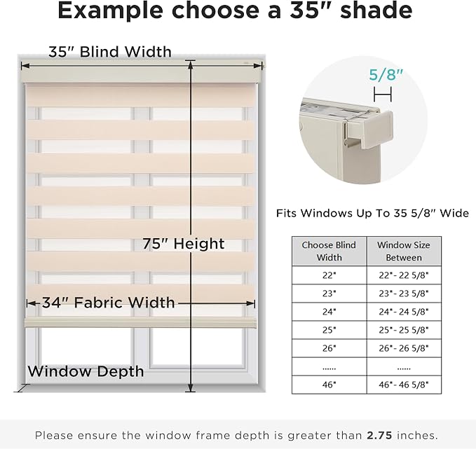 Joydeco No Drill Zebra Blinds for Windows, Cordless Day & Night Dual Sheer - Image 3