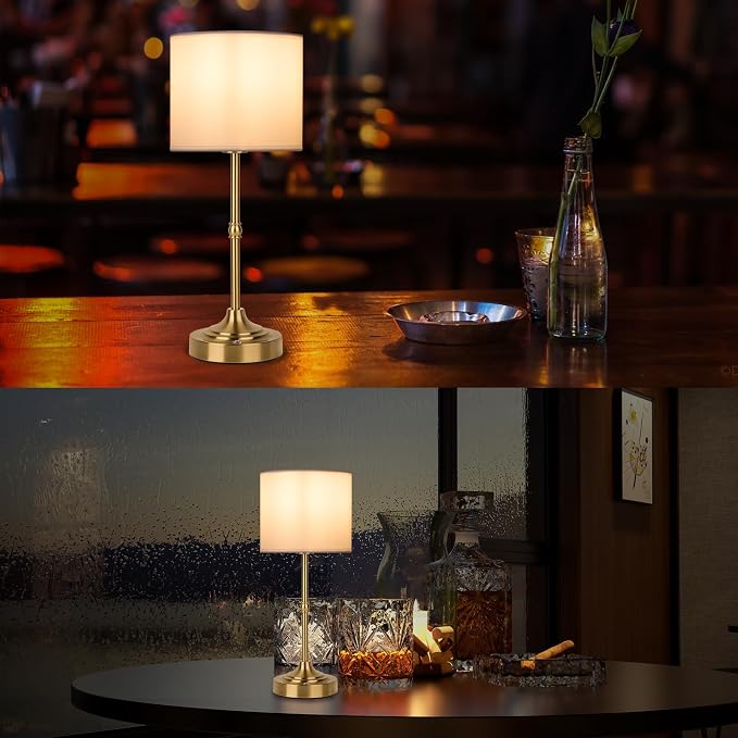 Rechargeable Cordless LED Table Lamp Fabric Shade Desk Lamp, 3-Level Dimmable - Image 6