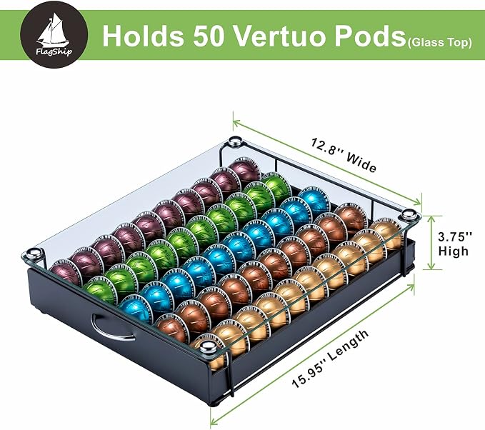 FlagShip for Vertuo Pod Holder Coffee Pod Organizer for Nespresso Pod Storage - Image 2