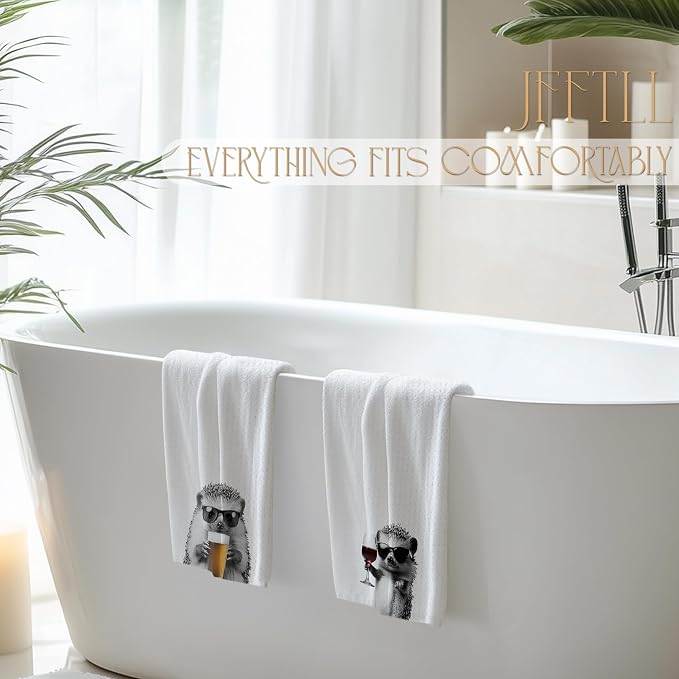 Funny Hedgehog Kitchen Towels Set of 2, Funny Kitchen Decor, Wine Station Wine - Image 5