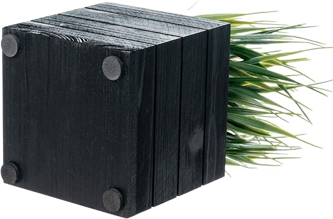 MyGift Artificial Green Grass Plants in Vintage Black Wood 4 Inch Planter Boxes - Image 7