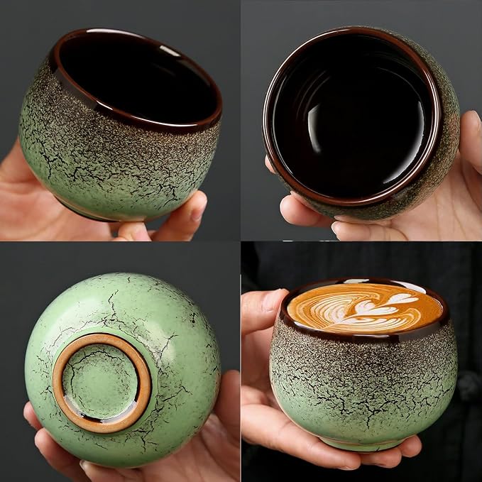 Gradient Crackle Glaze Ceramic Espresso Cups, 6.08oz/180ml Small Demitasse - Image 9
