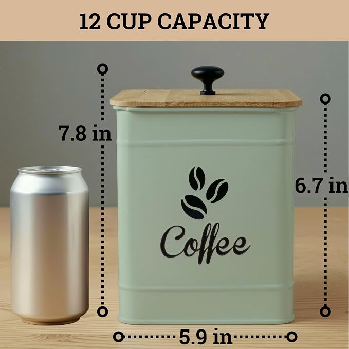 Airtight Coffee Canister - 40 oz Large Iron Sage Green Container Airtight - 6 x - Image 6