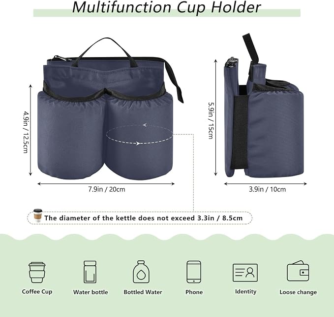DOMIKING Navy Blue Travel Luggage Cup Holder - Image 2