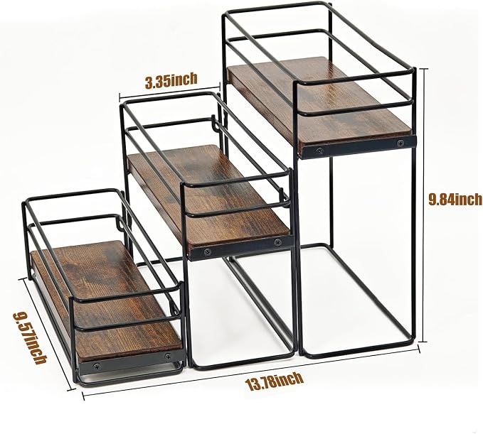 9 Bottle Coffee Syrup Organizer Rack, 3 Tier Coffee Syrup Bottle Stand Holder - Image 3