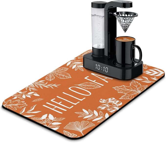 Fun Coffee Mat 23inx15in, Coffee Bar Mat by Kuyig+Home