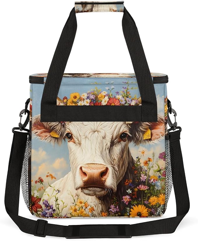 Highland Cow Floral Coffee Maker Carring Bag, Large Insulated Storage Organizer - Image 5