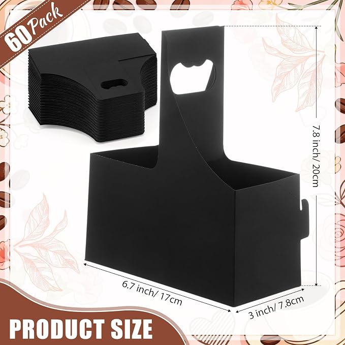 Dunzoom Black 60 Pcs 2 Cups Drink Carrier - Image 2