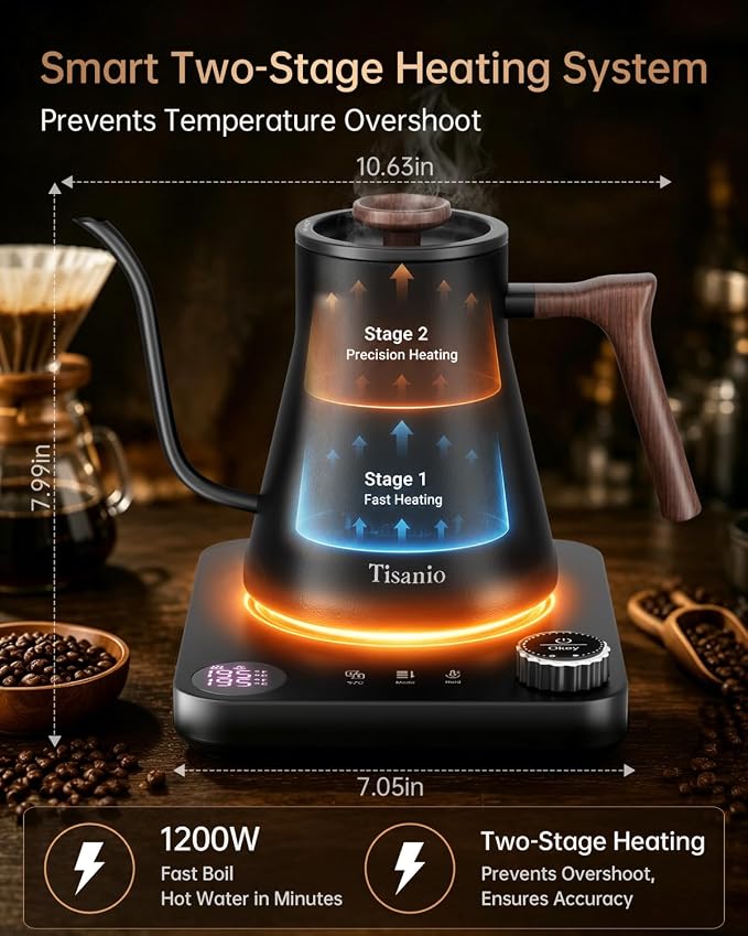 Gooseneck Electric Kettle for Pour Over Coffee, ±1°F Precision Control - Image 2