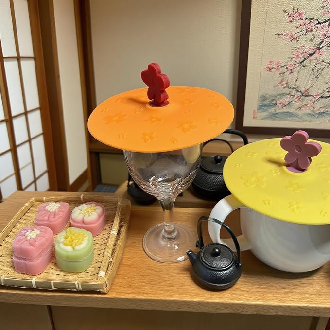 flower Silicone Cup Covers, Flexible Mug Covers, Tea Pots, Hot Cup Lids - Image 5