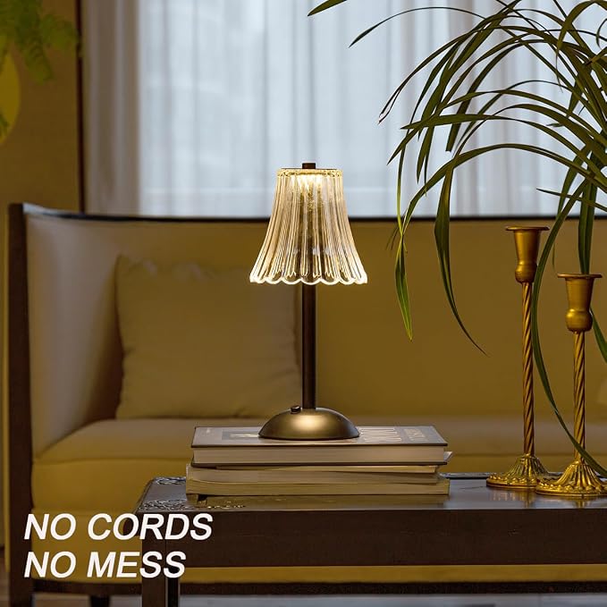 HEQET Cordless Table Lamps for Home, Dining Room, USB Charge 12'' Tall LED - Image 3