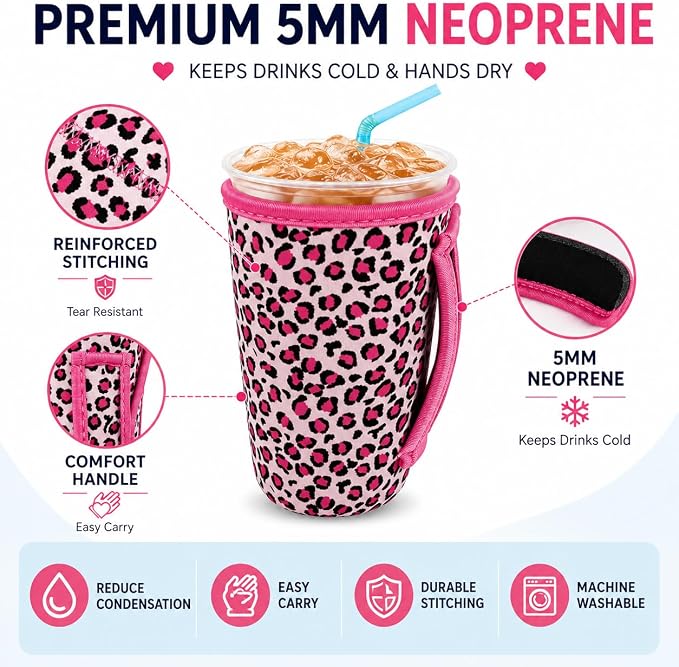KJQJLY 3 Pack Reusable Iced Coffee Sleeves - Image 4