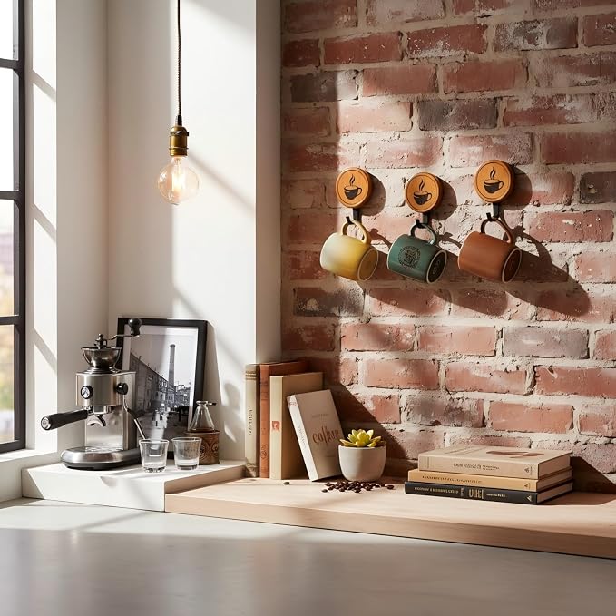 3PCS Bamboo Wall Mounted Coffee Mug Holder， - Image 5