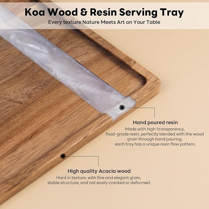Wooden Tray: Resin Serving Decorative Tray - Image 4