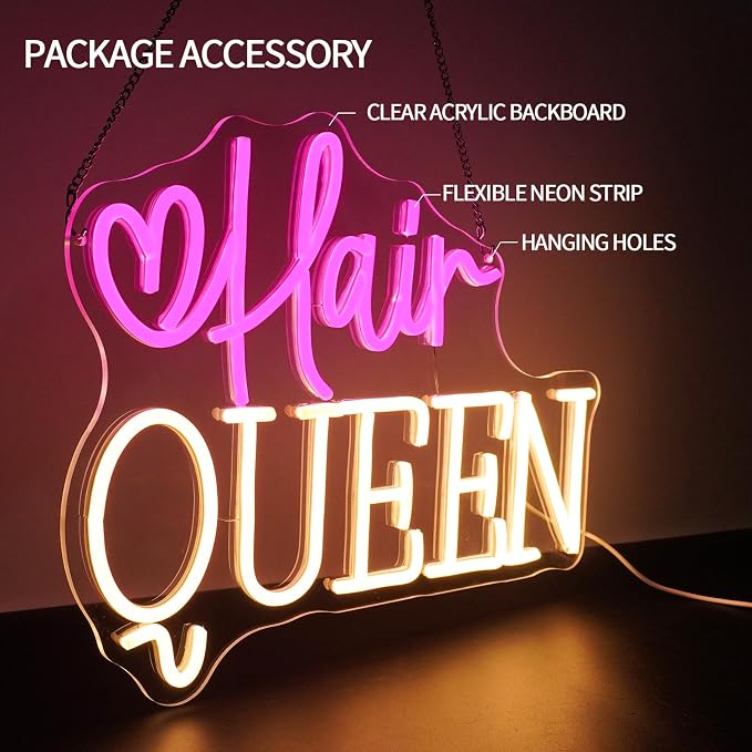 Hair Queen Neon Sign Dimmable Barber Shop Neon Light Sign - Image 3