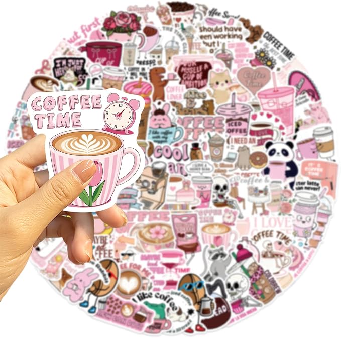 100PCS Funny Coffee Stickers, Waterproof Vinyl Decals - Image 2