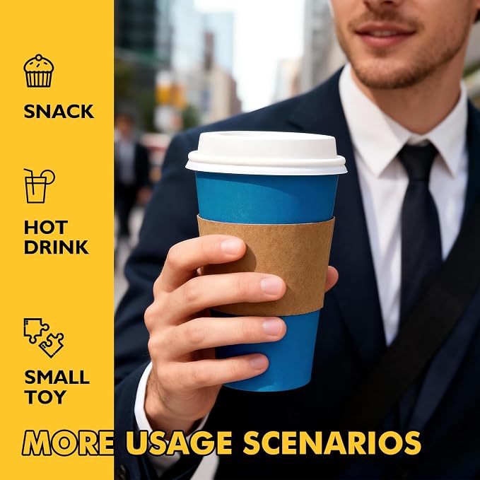 RACETOP 16 oz Paper Coffee Cups, 100 Pack Disposable Coffee Cups - Image 6