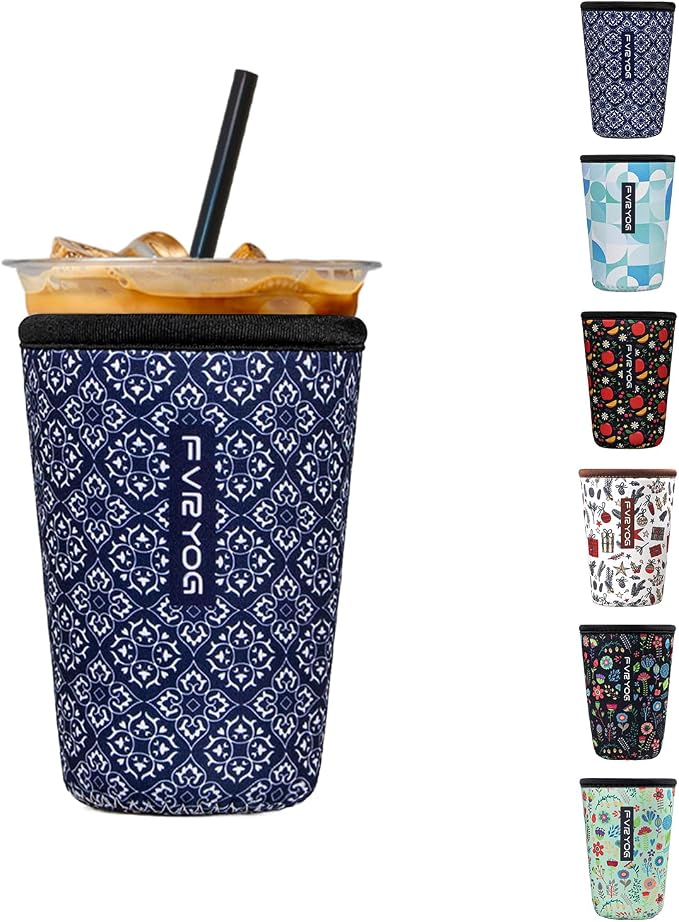 Reusable Insulated Neoprene Iced Coffee Sleeves by Fvryog