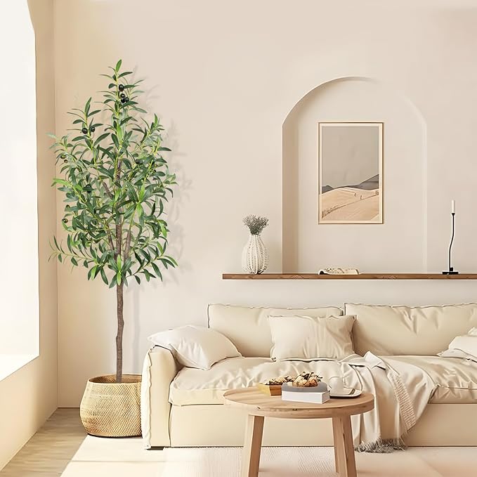 Artificial Olive Tree 5FT Tall Faux Silk Plant 60inch Fake Olive Tree by CETRD
