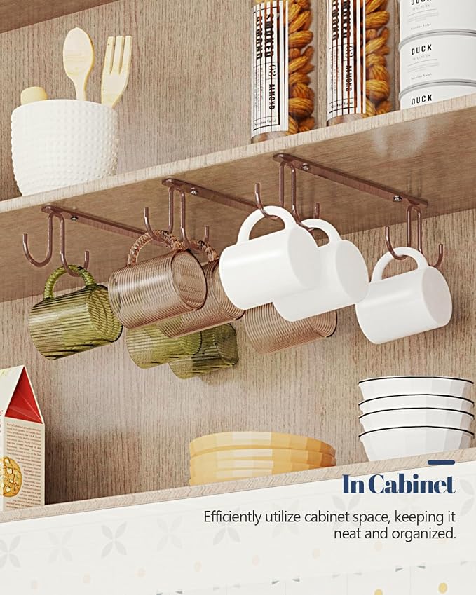 Luckinow Mug Hooks Under Cabinet 3 Pack, Coffee Cup Hooks - Image 7