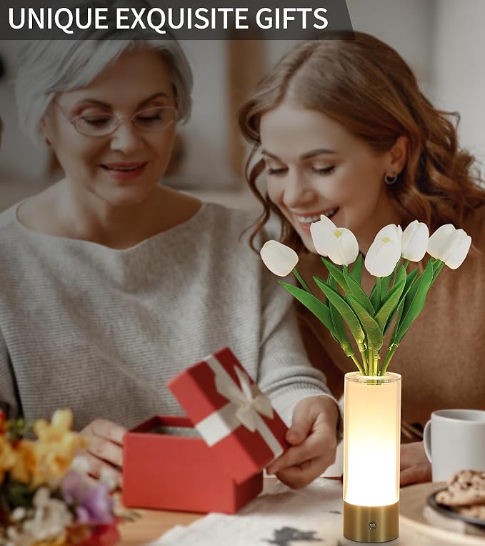 AIHYING Flower Night Light, Touch Vase Lamp, Rechargeable Cordless Table Lamp - Image 6