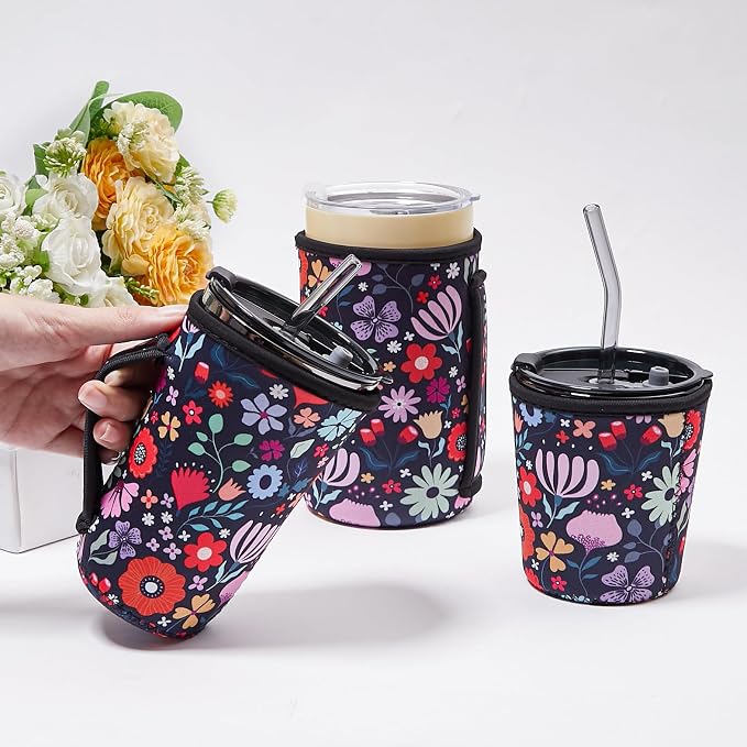 Reusable Coffee Sleeve, Neoprene Sleeve, Fits 16-32oz Hot/Cold Cup | iced - Image 2