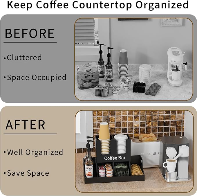 Coffee Station Organizer, Wooden Coffee Bar Organizer - Image 3