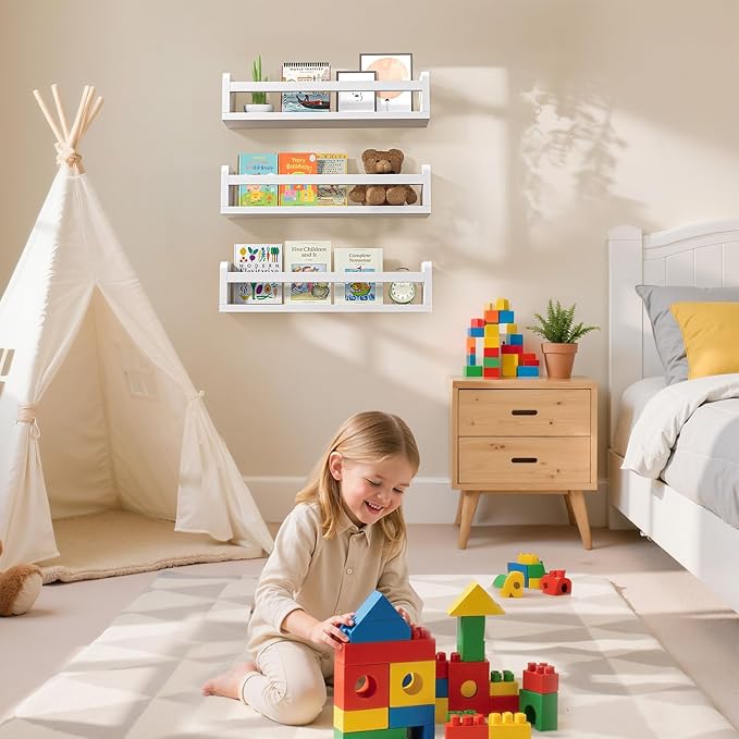Floating Wall Nursery Book Shelves, 16.5 Inch, Wall Mounted, - Image 2