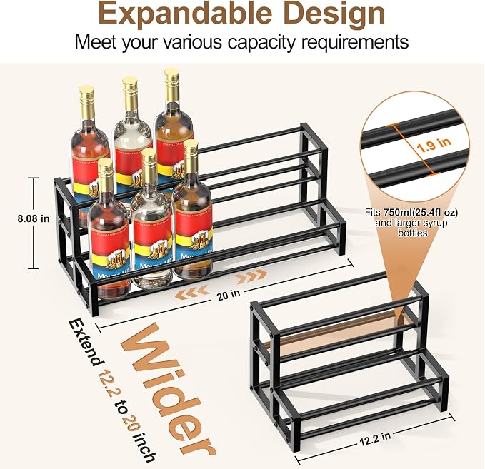 Expandable Coffee Syrup Organizer, Heavy Duty Syrup Rack Enlarged 6-12 Bottles - Image 3
