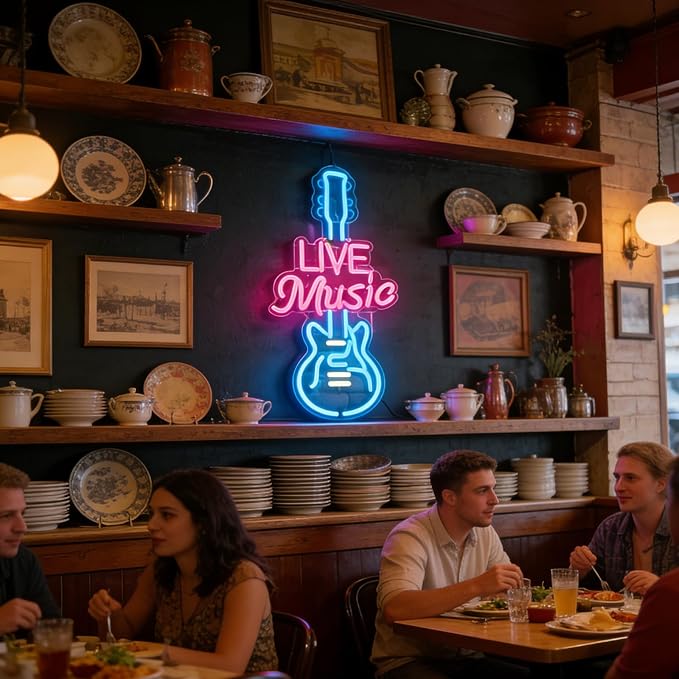 Live Music Neon Sign LED Light for Music Room Wall Decor Guitar Light Up Sign - Image 2