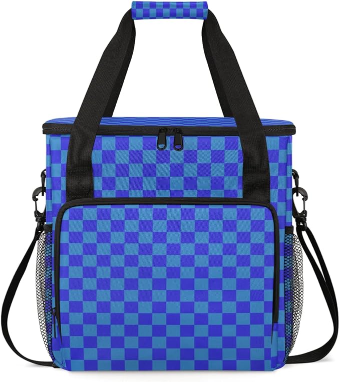 Checkerboard Blue Coffee Maker Carrying Bag, Waterproof Insulated Leakproof by Home