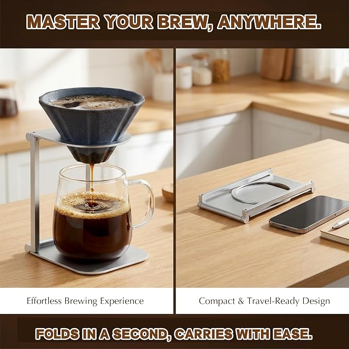 Pour over Dripper Stand, Foldable Espresso Coffee Machine Stand, Lightweight & - Image 2