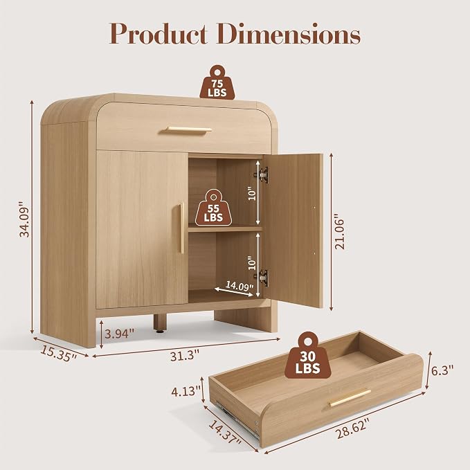 Set of 2 Curved Buffet Storage Cabinet - Image 2
