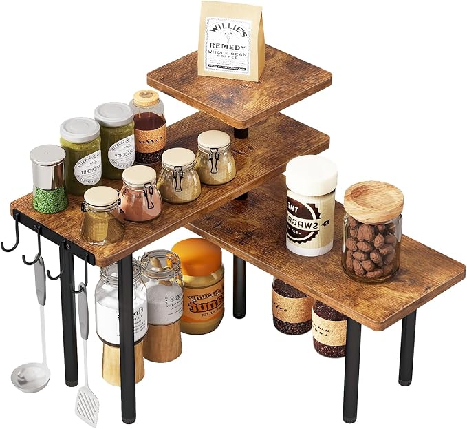 IBUYKE Kitchen Countertop Organizer, 3-Tier Wooden Spice Racks, Bathroom by IBUYKE