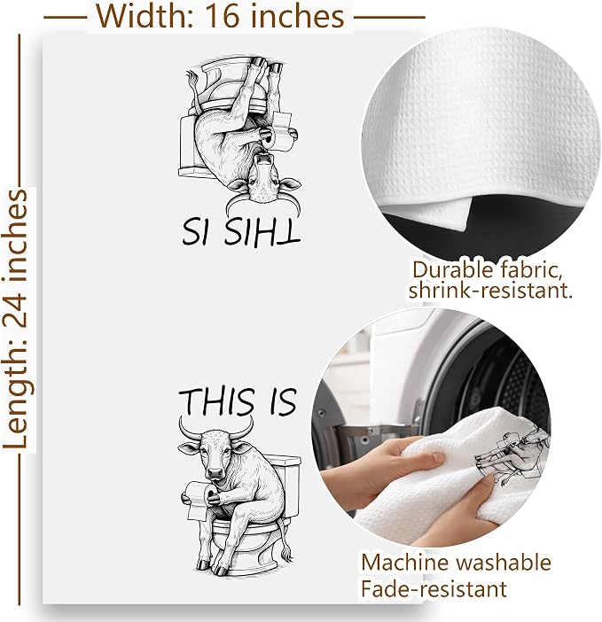 Funny Bull Hand Towel, Dark Humor Cow Hand Towel - Image 7