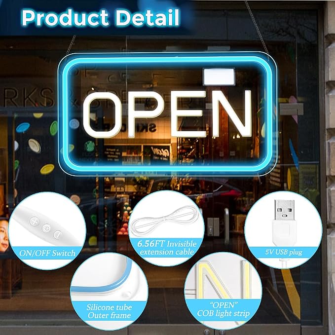 Open Signs for Business Window, Bright COB Chip LED Open Sign - Image 2