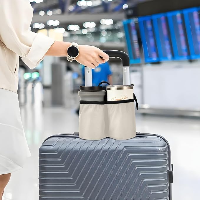 DOMIKING Beige Travel Luggage Cup Holder - Image 5