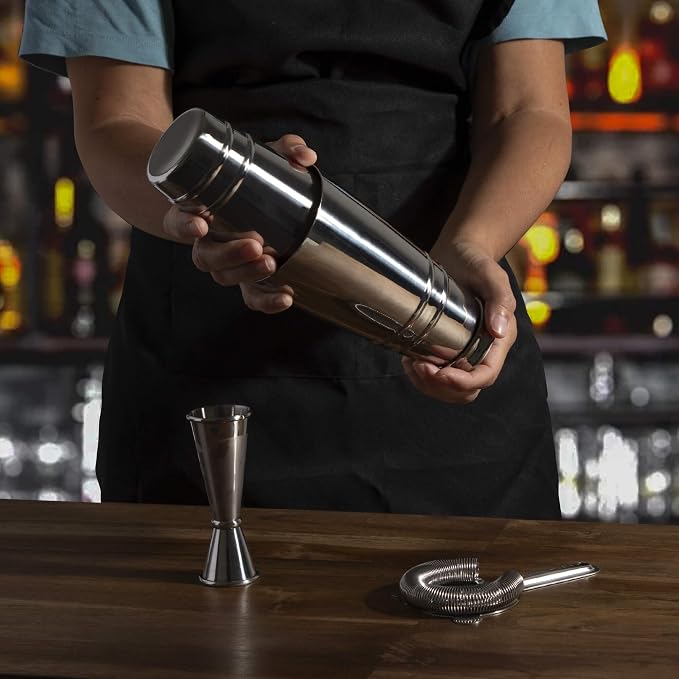 Premium 4-Piece Boston Cocktail Shaker Set w/Hawthorne Strainer & Japanese - Image 7