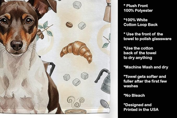 Caroline's Treasures Chocolate and White Rat Terrier Coffee Bar Kitchen Towel - Image 4