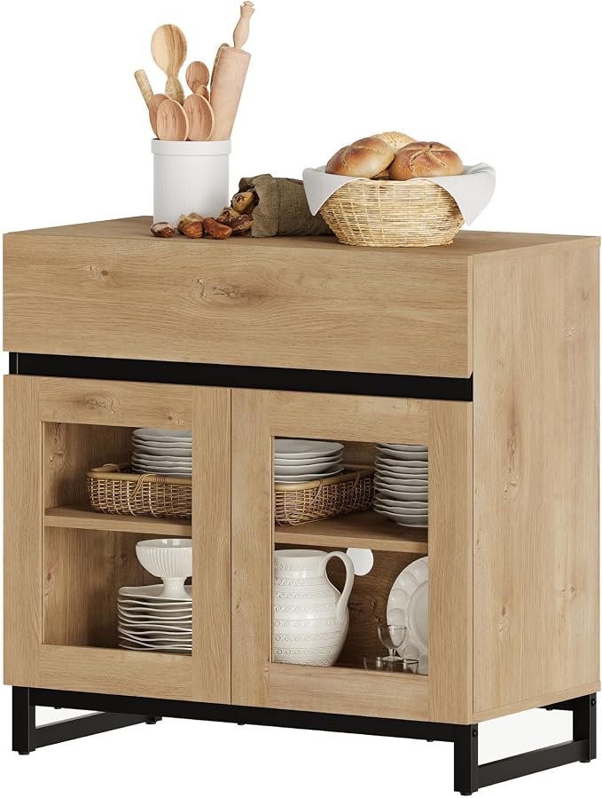 WAMPAT Sideboard Buffet Cabinets, Modern Credenza Sideboard - Image 8