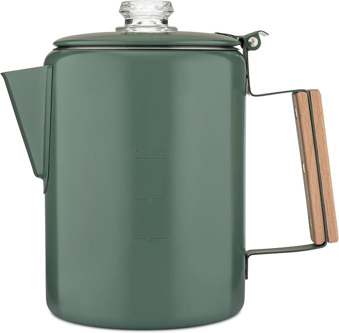 COLETTI Bozeman Green Percolator Coffee Pot — Camping Coffee Makers — Camping’s by COLETTI