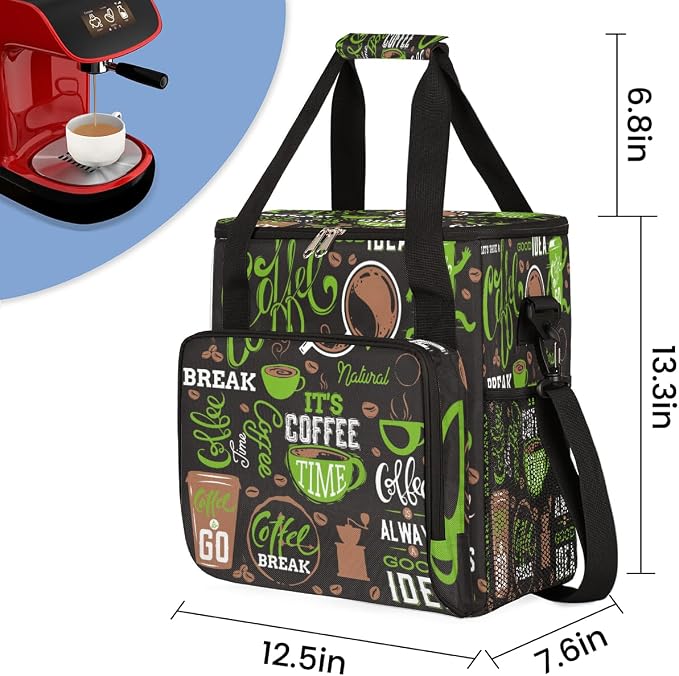 Green Coffee Cafe Maker Carrying Bag Travel Case Compatible - Image 2