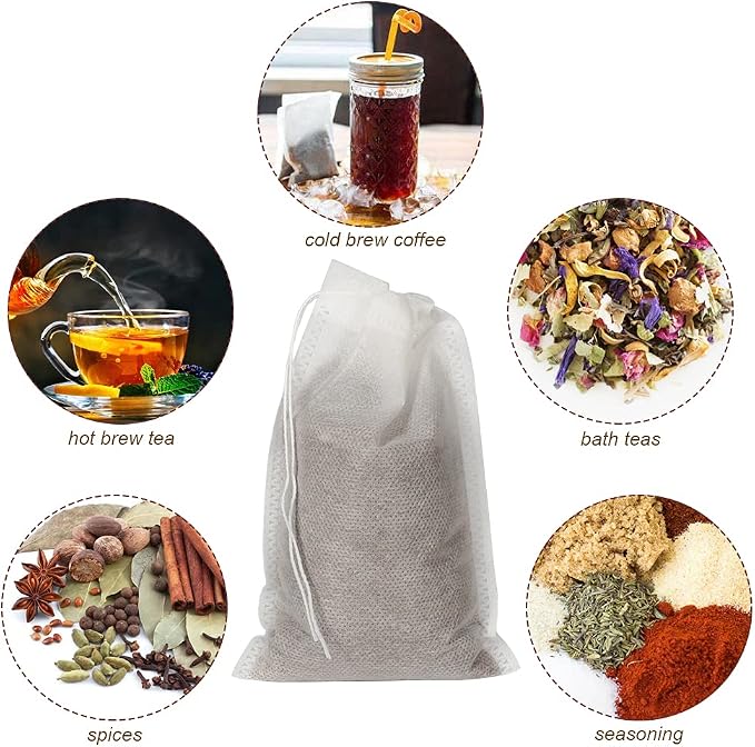 50pcs No Mess Cold Brew Bags, 4x6 inch Disposable Coffee Filter Bag Fine Mesh - Image 6