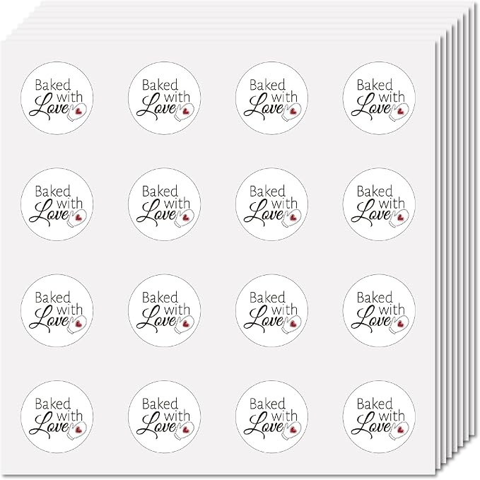 CREATCABIN 128Pcs Baked with Love Small Stickers Decal Self-Adhesive Waterproof by CREATCABIN