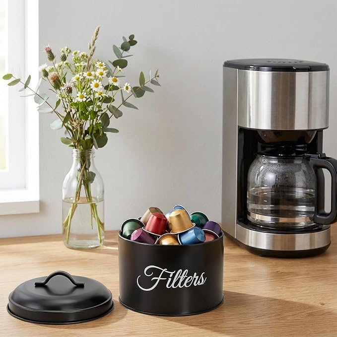 Coffee Filter Holder, Round Metal Coffee Filters Dispenser - Image 4