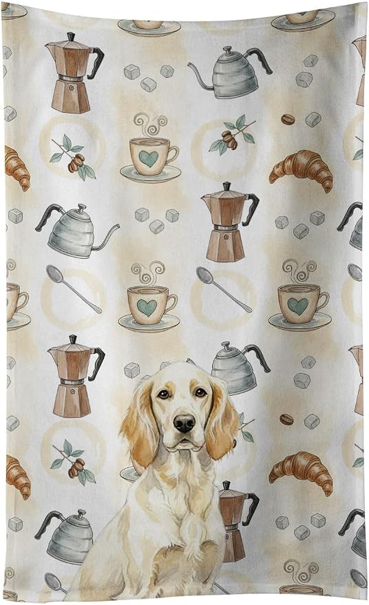 Caroline's Treasures Lemon Belton English Setter Coffee Bar Kitchen Towel by CarolinesTreasures