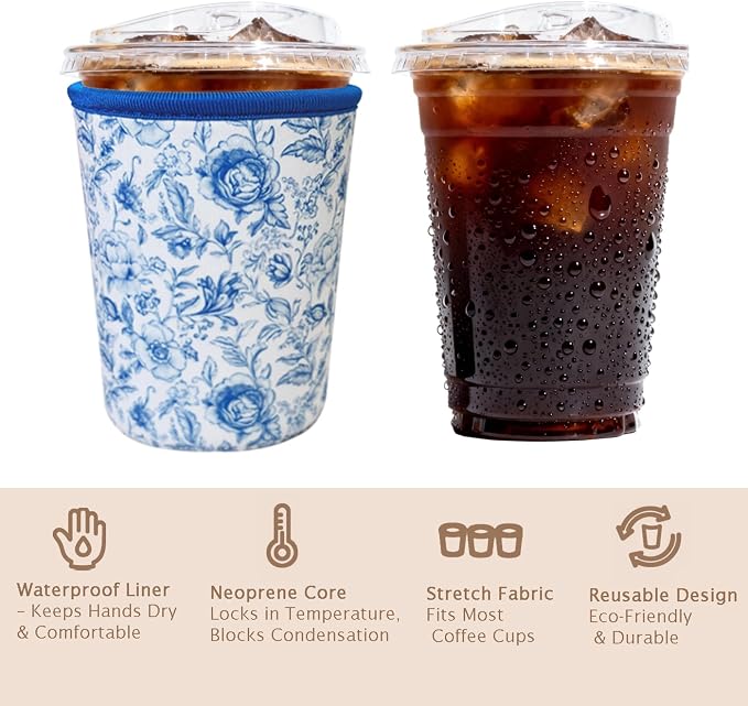 Reusable Insulated Sleeve for Iced Coffee Cup, Coffee Neoprene Sleeve for Cold - Image 6