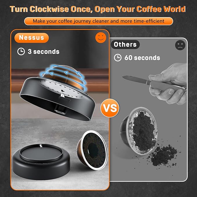 NESSUS Refill Kit for Reusable Nespresso Vertuo Pods, Lid Quick Opener for - Image 2