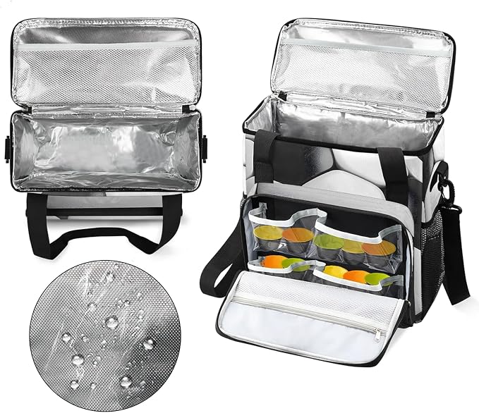 Black And White Soccer Coffee Maker Carring Bag, Large Insulated Storage - Image 3